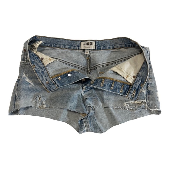 Agolde Short Distressed High Rise Cutoff Jean Shorts 26 grunge thrashed - Picture 5 of 14